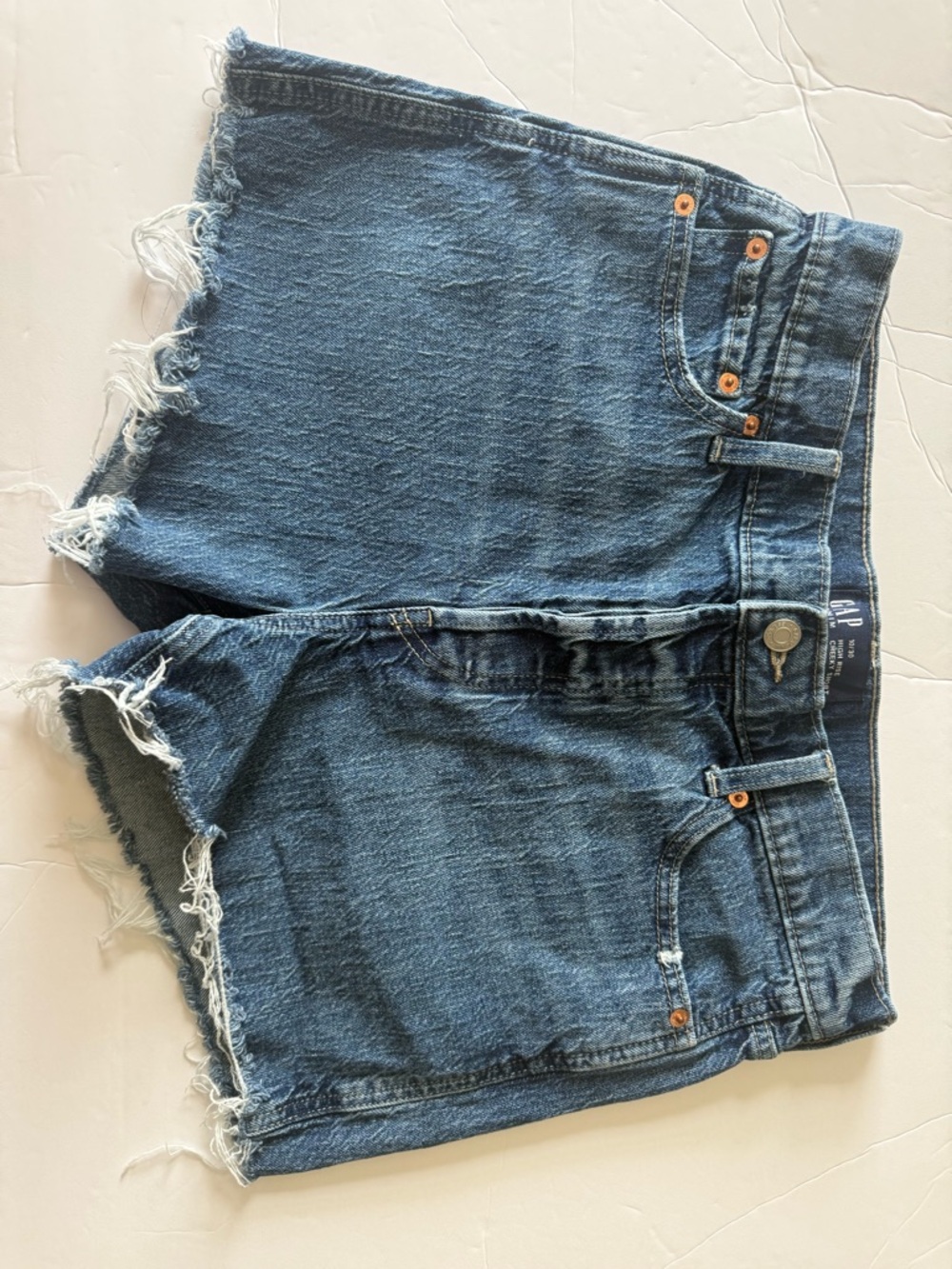 GAP Distressed Frayed Hem Denim Shorts - Blue